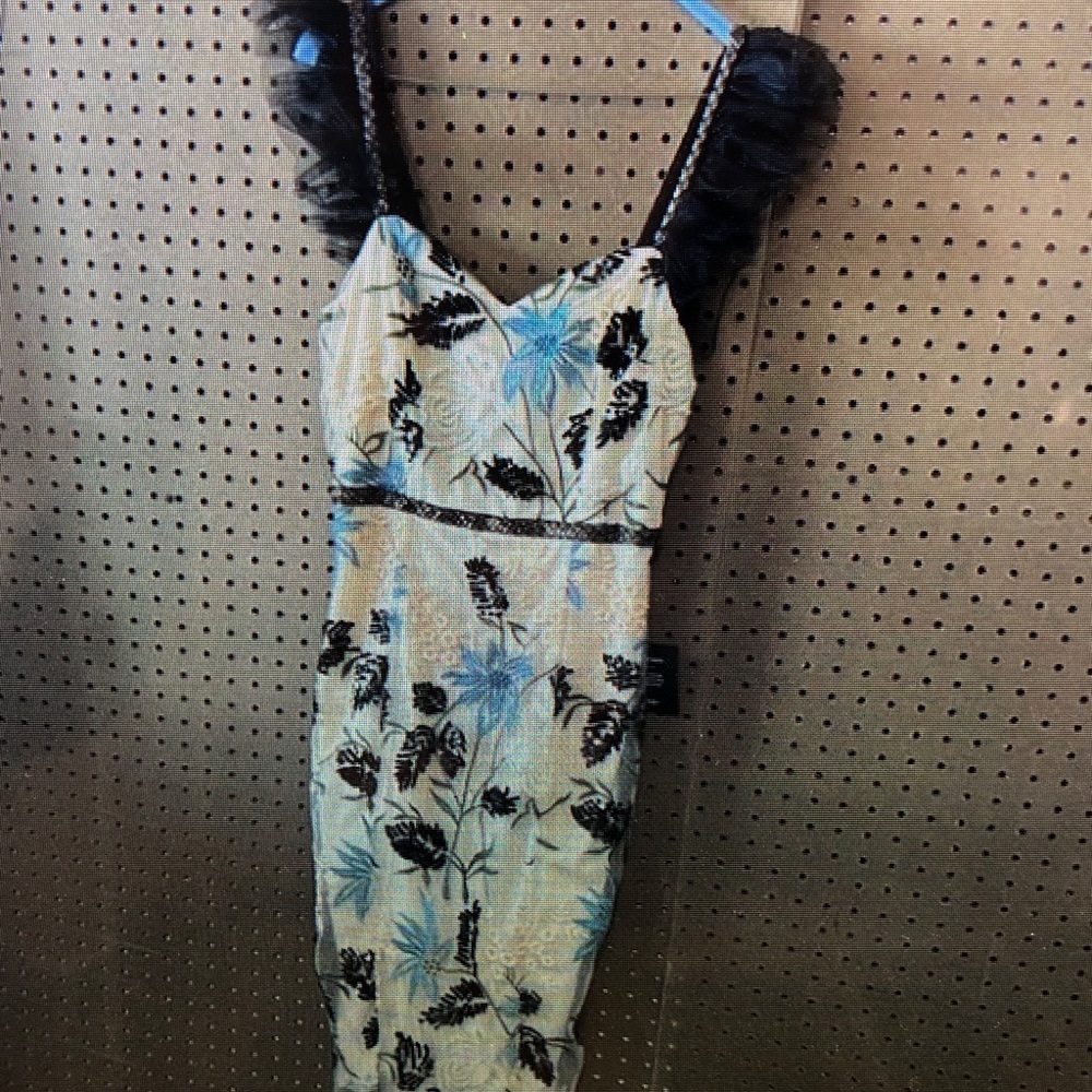 Floral Print Dress with Black Accents